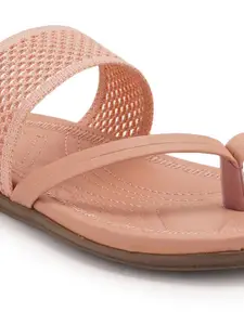 Style Shoes Women Pink Textured One Toe Flats