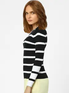 Vero Moda Women Black & White Striped Pullover