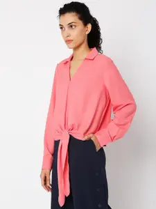 Vero Moda Pink Shirt Style Tie-Up Top