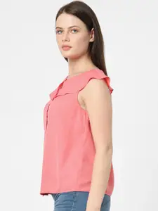 Vero Moda Pink Solid Shirt Style Top