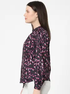 Vero Moda Peach-Coloured & Black Printed Top