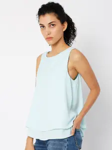 Vero Moda Women Turquoise Blue Solid Top