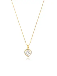 HOT AND BOLD Women Gold-Toned & White Brass Gold-Plated Chain With Heart Shape Pendant
