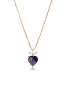 HOT AND BOLD Rose Gold-Plated & Purple Brass Rose Necklace