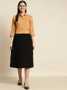 Hancock Women Yellow Regular Fit Floral Printed Cotton Formal Shirt