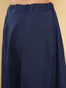 Soch Women Navy Blue Solid Cotton Blend Saree Shapewear