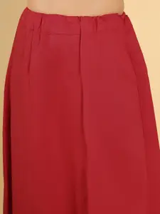 Soch Women Red Solid Cotton Saree Petticoat