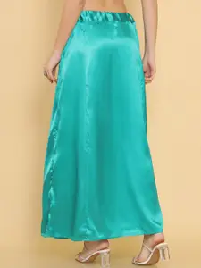 Soch Women Teal Solid Satin Saree Shapewear