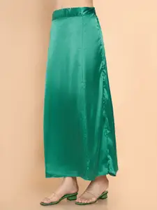 Soch Women Teal Blue Solid Satin Petticoat