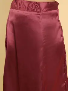 Soch Women Maroon Solid Saree Shapewear