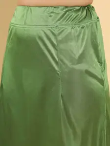 Soch Women Green Solid Saree Petticoat