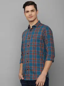 Allen Solly Men Teal  Tartan Checks Checked Cotton Slim Fit Casual Shirt