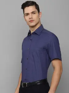 Louis Philippe Men Navy Blue Slim Fit Printed Cotton Formal Shirt