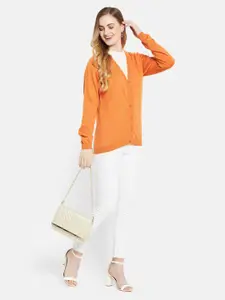 Monte Carlo Women Orange Wool Cardigan Sweaters
