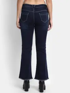 BROADSTAR Women Navy Blue Bootcut High-Rise Light Fade Stretchable Jeans