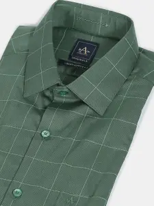 Arrow Men Green Windowpane Checks Checked Casual Shirt