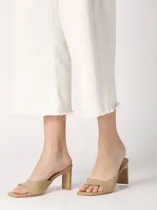 20Dresses Women Beige Block Heel Mules
