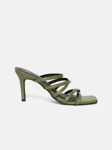 20Dresses Green Solid PU Stiletto Sandals