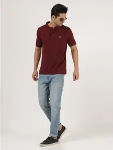 Wrangler Men Purple Polo Collar Cotton T-shirt