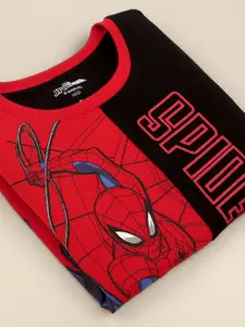 Kids Ville Boys Red Spiderman Printed Sweatshirt