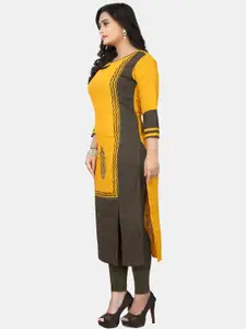 KALINI Women Yellow Ethnic Motifs Colourblocked Kurta