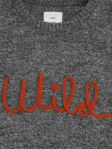 Pantaloons Junior Boys Grey & Black Typography Sweater