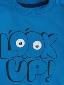 Pantaloons Baby Boys Blue Printed Cotton Sweatshirt