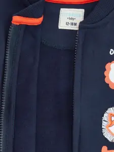 Pantaloons Baby Boys Blue Printed Front open Sweatshirt