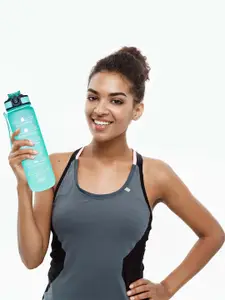 BOLDFIT Mint Green Printed Plastic Sipper Water Bottle 1000 ml