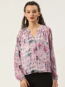 SHAYE Women Pink Smart Printed Casual Shirt