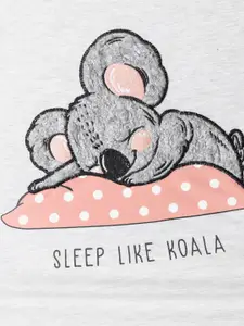 Dreamz by Pantaloons Women Grey Melange Applique Cotton Lounge T-Shirt