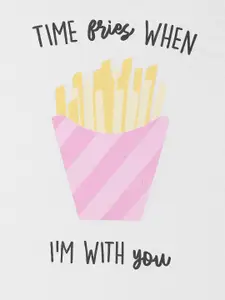 Dreamz by Pantaloons Women White Printed Pure Cotton Lounge T-shirt