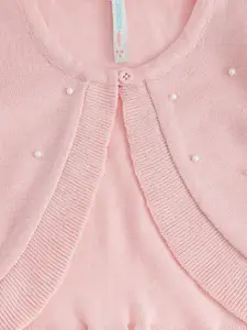 Pantaloons Junior Girls Pink Solid Open Front Shrug