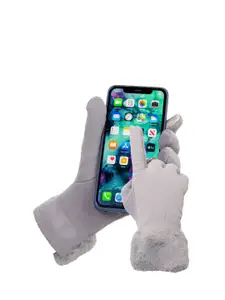 FabSeasons Women Grey Solid Winter Gloves