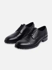 ALDO Men Black Textured Leather Formal Derbys