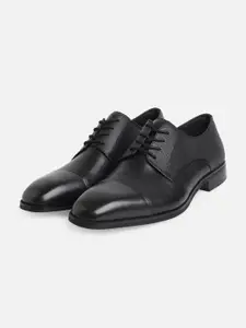 ALDO Men Black Solid Leather Formal Derbys