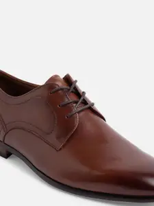 ALDO Men Brown Solid Leather Formal Derbys