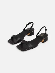 ALDO Black Block Heels with Buckles