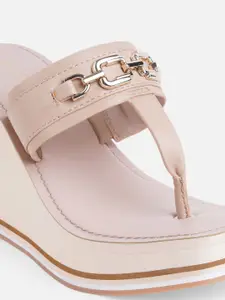 ALDO Off White & Pink Wedge Sandal Heels