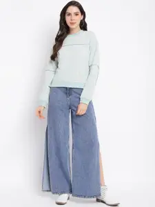 Latin Quarters Women Green Solid Pullover