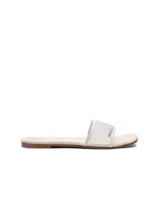 Padvesh Women White Solid Open Toe Flats