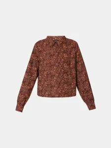 Vero Moda Women Brown Floral Printed Casual Shirt