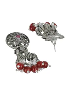 Priyaasi Silver-Toned Contemporary Drop Earrings