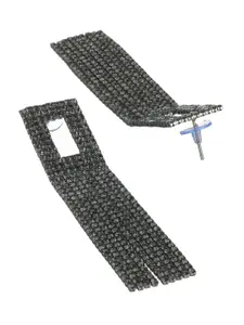 Priyaasi Black Studded Block Tasselled Drop Earrings