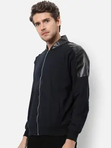 Campus Sutra Men Black Windcheater Outdoor Bomber Jacket
