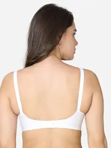 VStar White seamed Non-Padded Cotton Bra