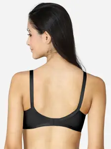 VStar Black Seamed single layered medium coverage Cotton Bra