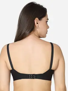 VStar Black Single layered seamed Cotton Bra