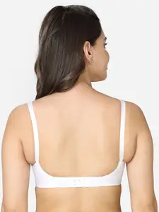 VStar White Single layered seamed Non-Padded Cotton Bra