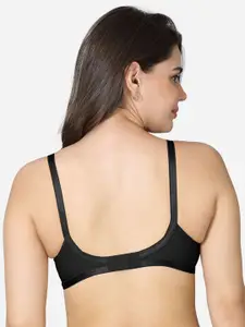 VStar Women Black Cotton Double layered soft seamed cup medium coverage bra